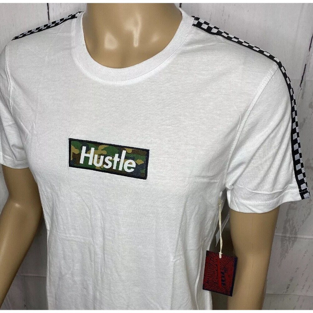 Hustle Brooklyn Cloth Shirt Sz M Short Sleeve Camo Logo Embroidered NWT